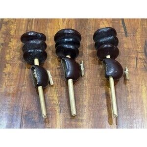 Lot of (3) Vintage 1970’s Handmade Jamaican Water Chesnuts Musical Folk Art Toy